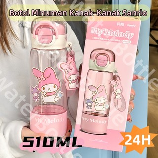 Botol Air Sanrio Comel Untuk Budak Perempuan Bahan Tritan BPA Free Kalis Tumpah, Tangan Bawa, Sesuai Sekolah & Tadika