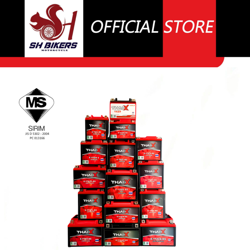 แบตเตอรี่ Thai X E-12N9L-BS (YB9) (12V9Ah/10Hr) ผ่านการรับรอง Sirim