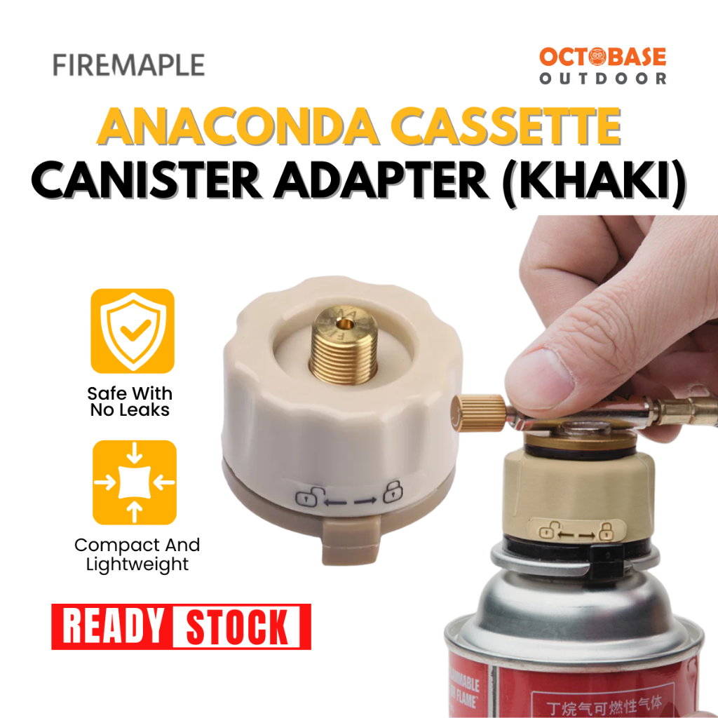 FIREMAPLE - (KHAKI) ANACONDA CASSETTE CANISTER ADAPTER CONVERTER GAS STOVE BUTANE LP GAS