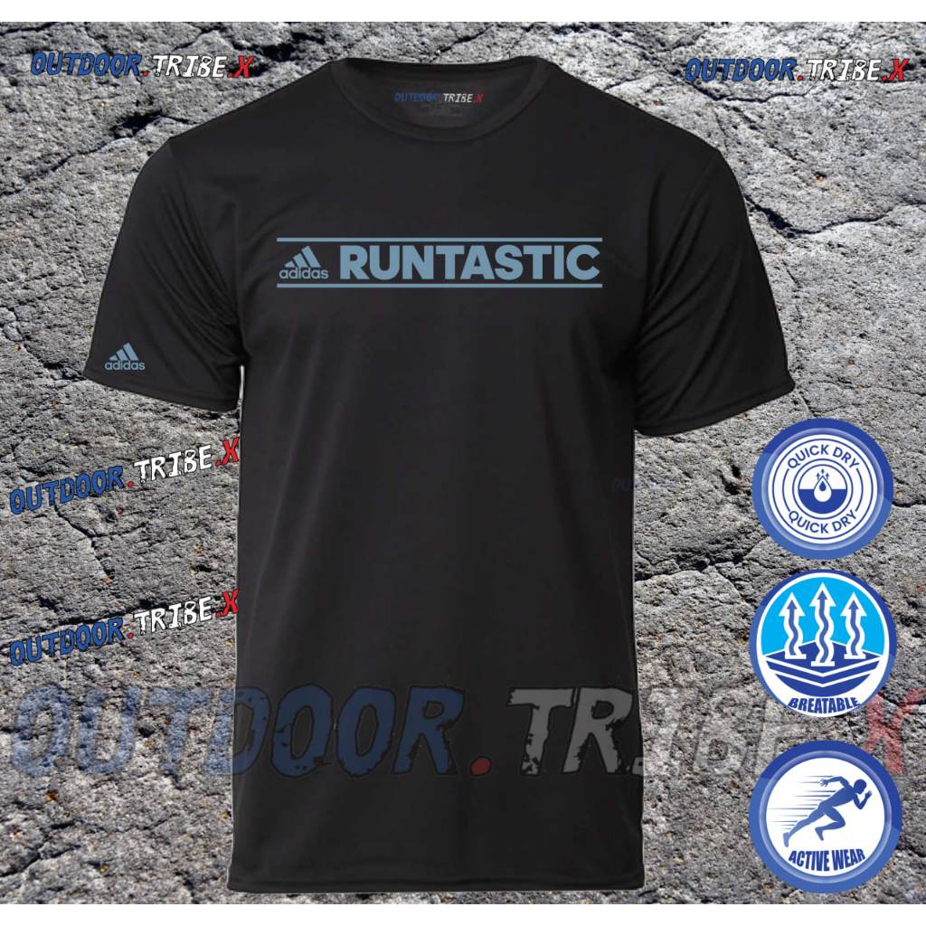 ADS RUNTASTIC รอบคอแขนสั้นกลางแจ้ง Quick Dry Running เสื้อยืดกีฬา Unisex ไมโครไฟเบอร์ Dri Fit Jersey