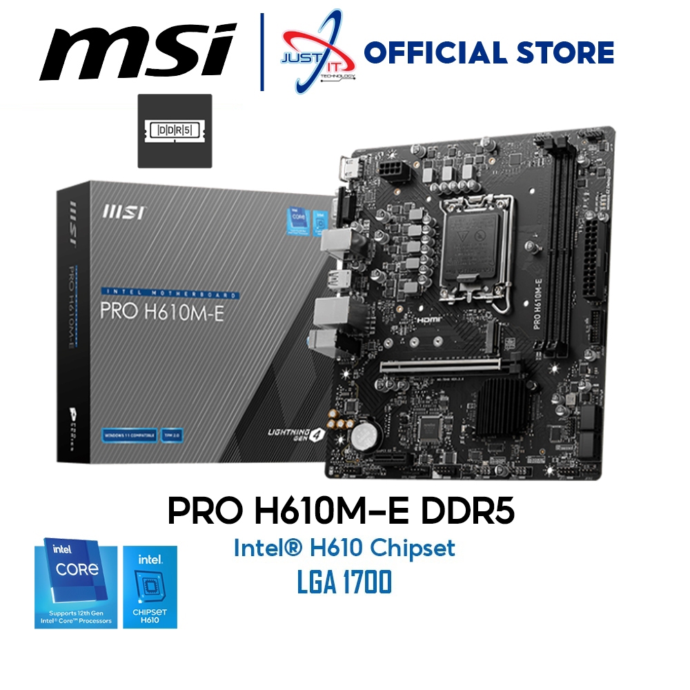 MSI PRO H610M-E DDR5 LGA1700 MOTHERBOARD COMBO DEAL I3-13100F / 12400F / 12700F