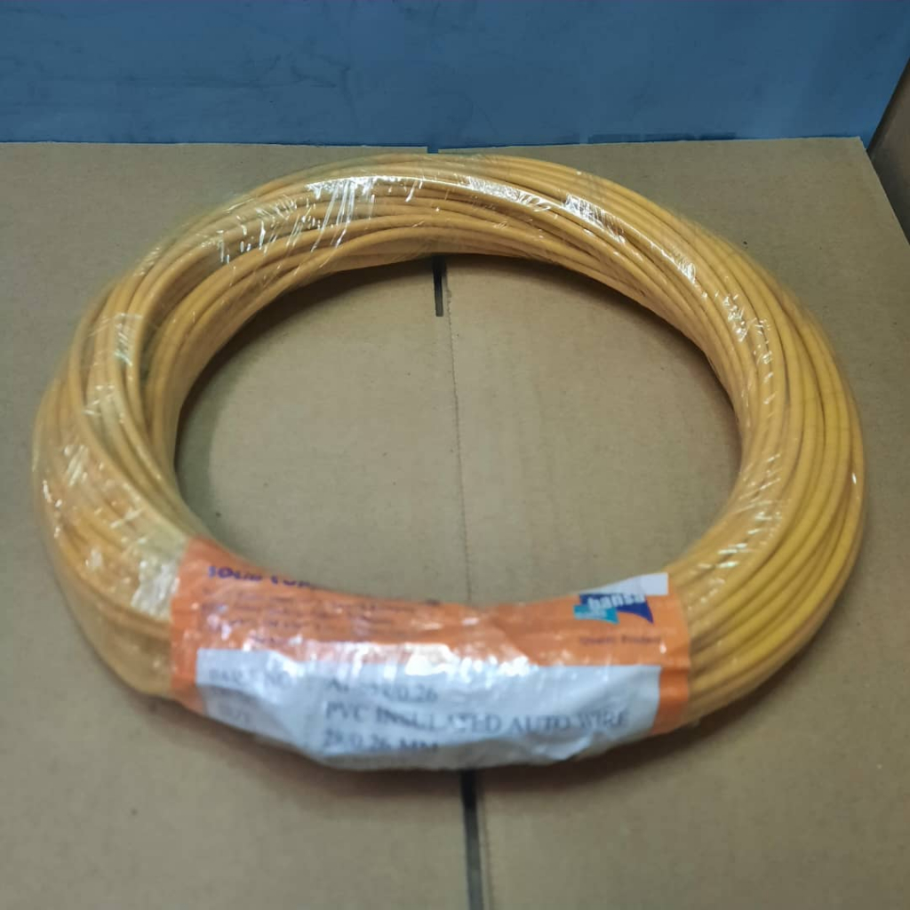 สาย COPPER /WIRE SIZE 28/0.26MM 18 AWG, 30m, สีเหลือง, สาย AUTOMOTIVE CAR/LORRY, MADE IN HAANSA