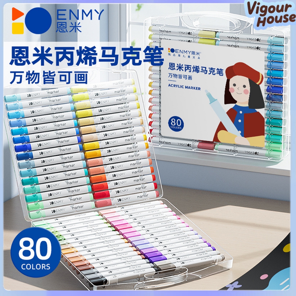 Enmy อะคริลิคปากกา Quick-Drying กันน้ํา Art Marker สําหรับภาพวาด 36/48/60/80 สีถาวร Drawing Marker ป