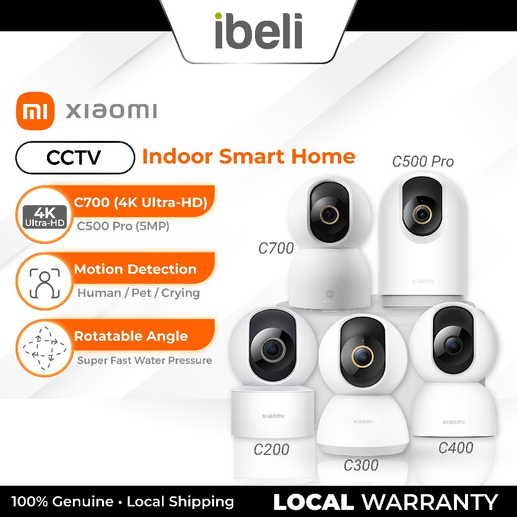 Xiaomi กล้องวงจรปิด C200 C300 C400 C500 Pro C700 กล้อง IP อัจฉริยะ 2K 4K Full HD ไร้สาย WiFi Securit