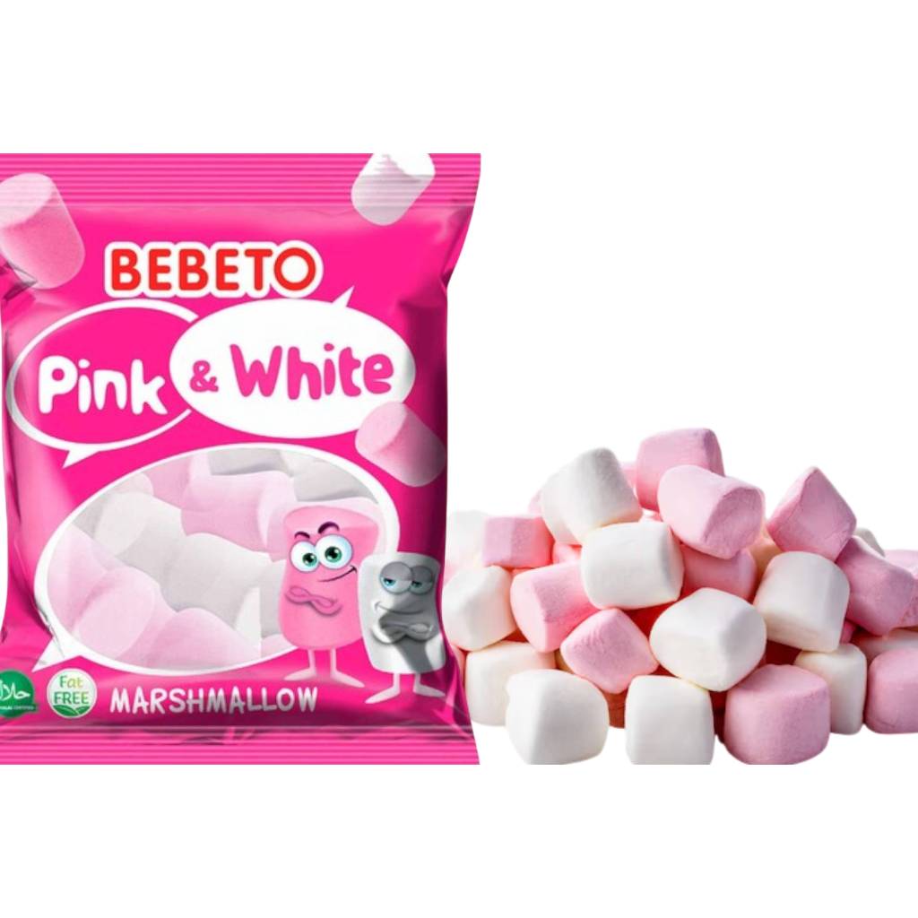 Bebeto Pink White Marshmallow ขนมหวาน นุ่ม และปราศจากไขมัน 30g