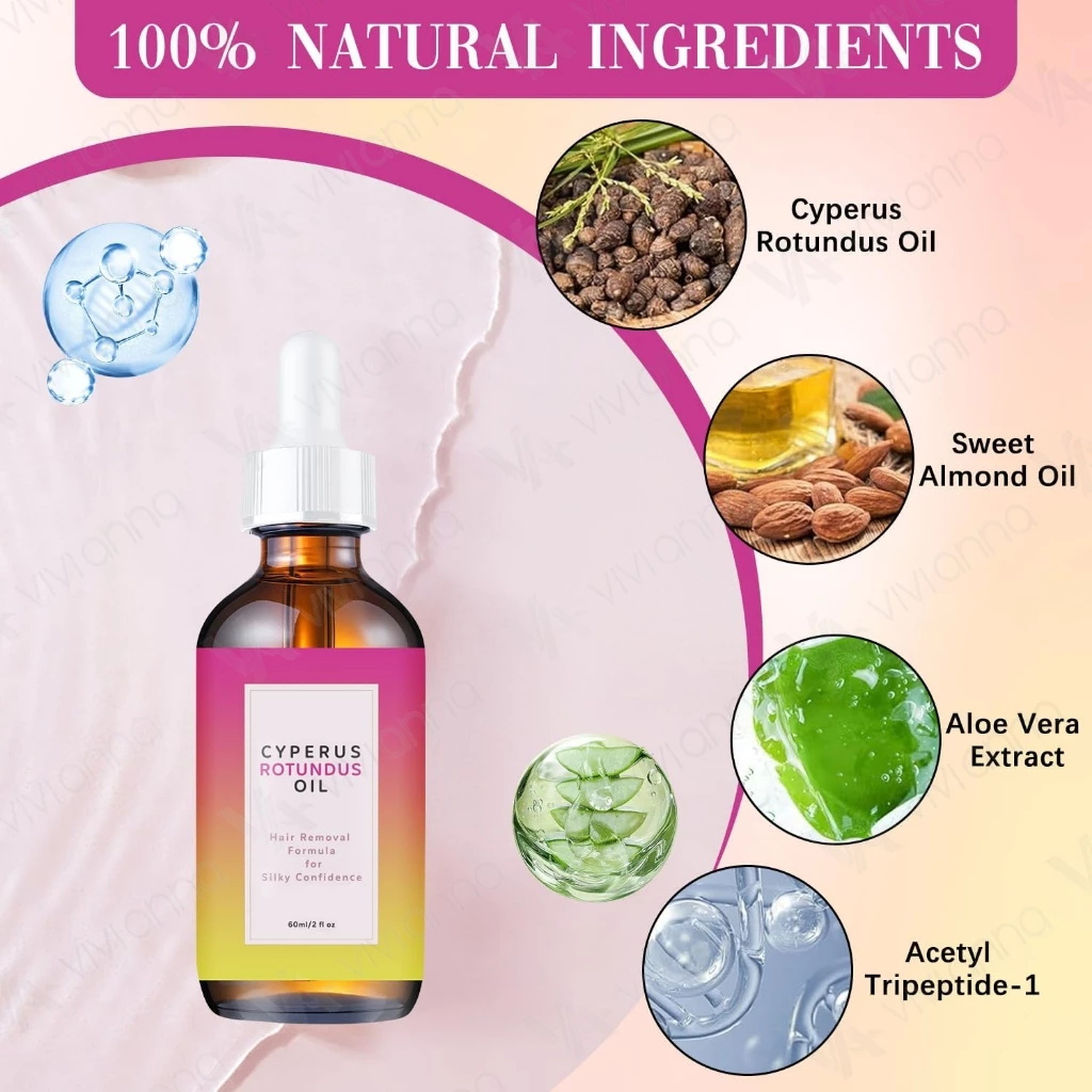 น้ำมัน Cyperus Rotundus 60ML เลเซอร์กำจัดขนสำหรับใบหน้าและร่างกาย thumbnail 8