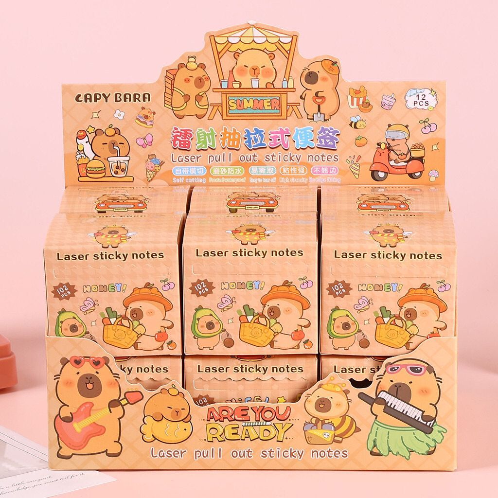 Capybara Laser Sticky Notes Roll Memo Pad Pull Out Note Paper Writable Label Stickers
