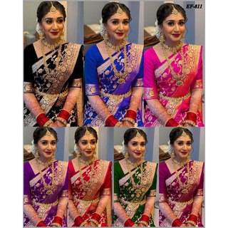EF-811~Beautiful Super Hit Soft Banarasi Lichi Silk Saree