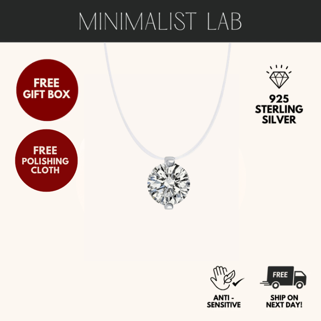MINIMALIST LAB Sterling Silver COURTNEY Solitaire Diamond Necklace Kalung Berlian Solitaire