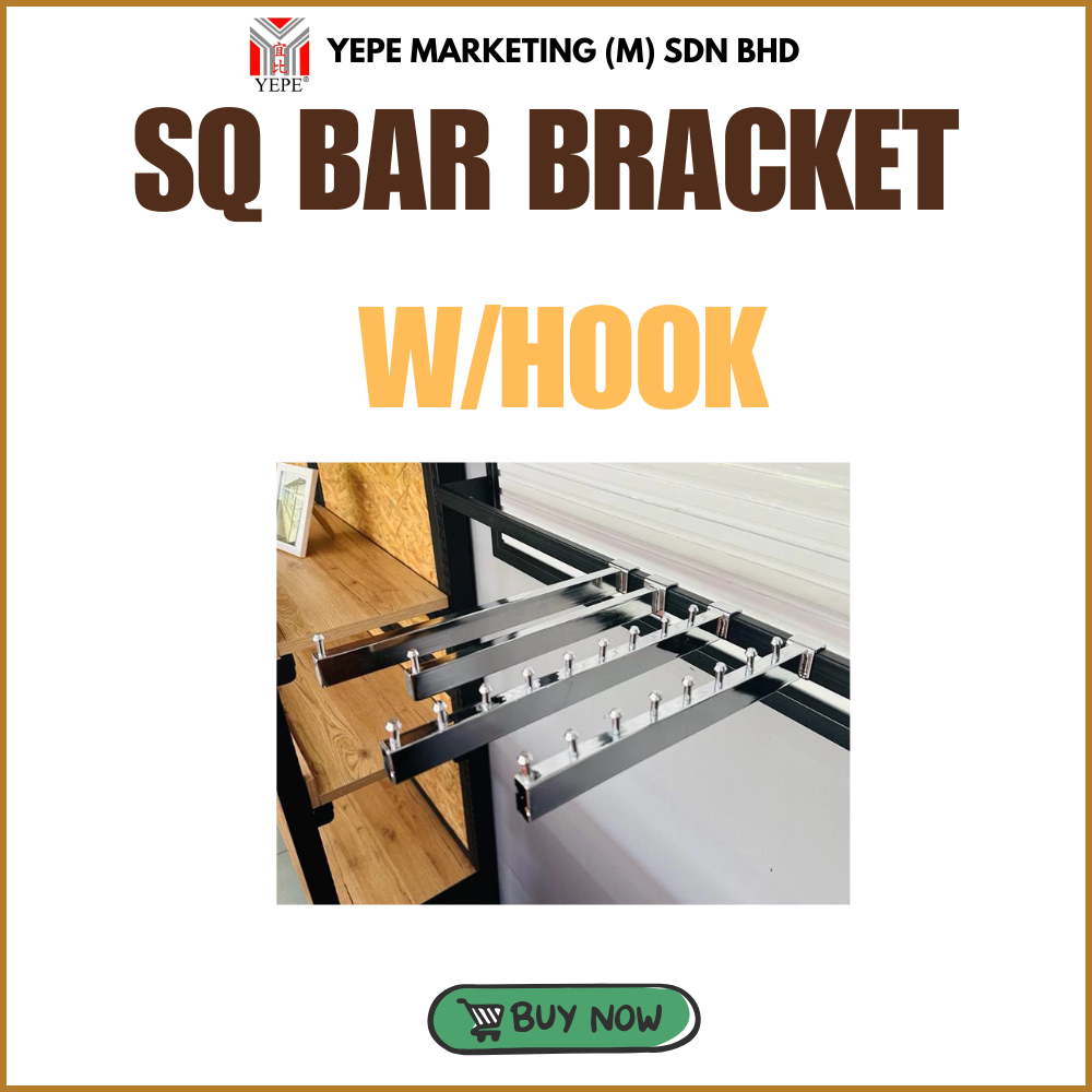 SQ BAR BRACKET W/HOOK 10"/ SQ BAR BRACKET W/HOOK 12"/ SQ BAR BRACKET W/8 HOOK/ SQ BAR BRACKET W/9 HO