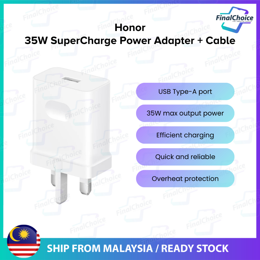 Honor SuperCharge 35W Power Adapter พร้อมสายเคเบิล Travel Adapter Charger Honor