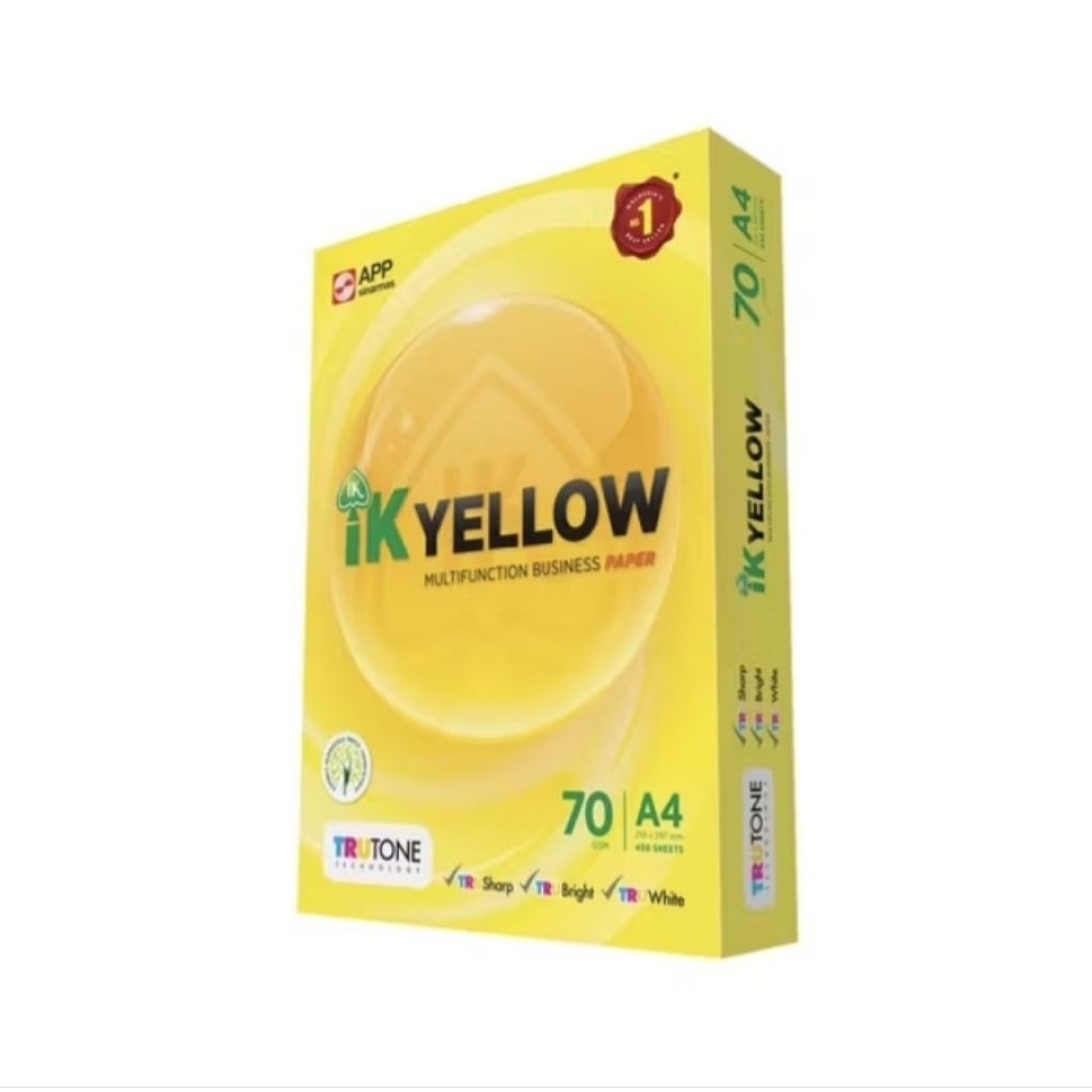 IK กระดาษ A4 สีเหลือง/Kertas A4 70แกรม 450 แผ่น