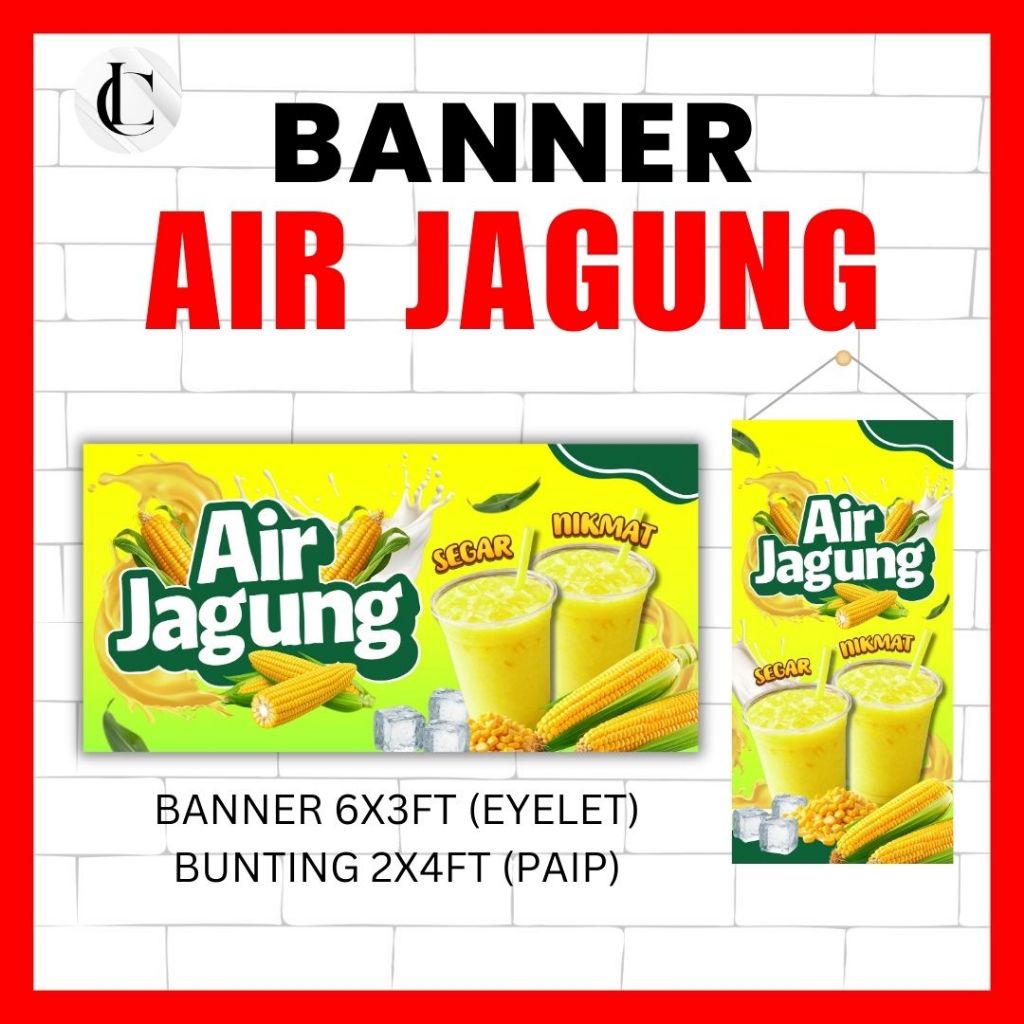 แบนเนอร์ Bunting Air Jagung 2x4ft - Bazar Ramadan / Design Readymade Tiada Edit