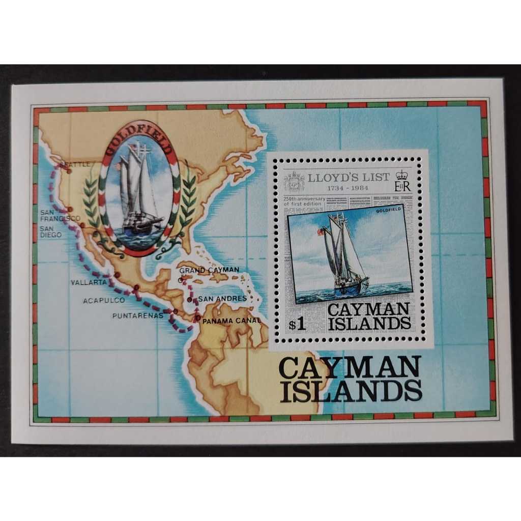 Cayman Islands , 1984 เรือ - ครบรอบ 250 ปีของ Lloyds List , MINISHEET