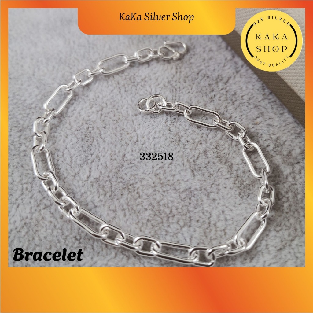 สร้อยข้อมือ 925 เงินธรรมดาสําหรับผู้หญิง (332518) ผู้หญิง Gelang Tangan Perak 925