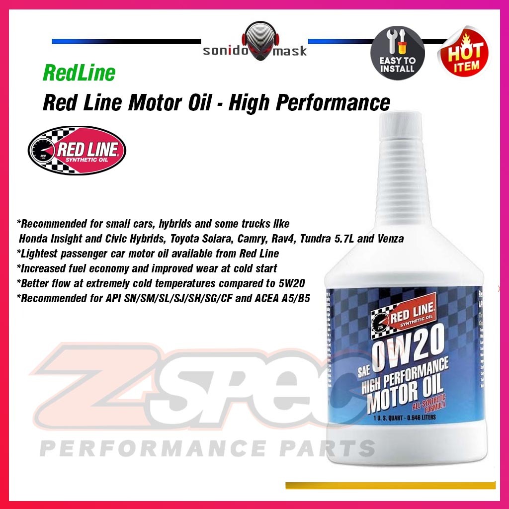 RED LINE RED LINE 0W20 น้ํามันเครื่องประสิทธิภาพสูง (946ml) สายแดง