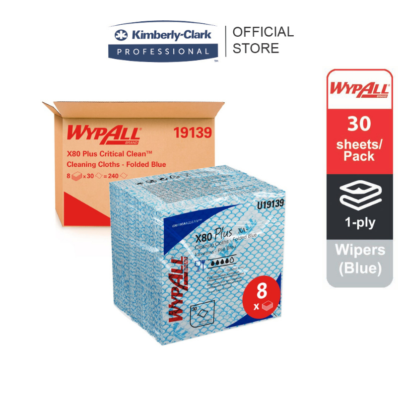 WypAll X80 Plus Power Pocket Color Coded Wipes ไตรมาสพับ 1 กล่อง (240 แผ่น)