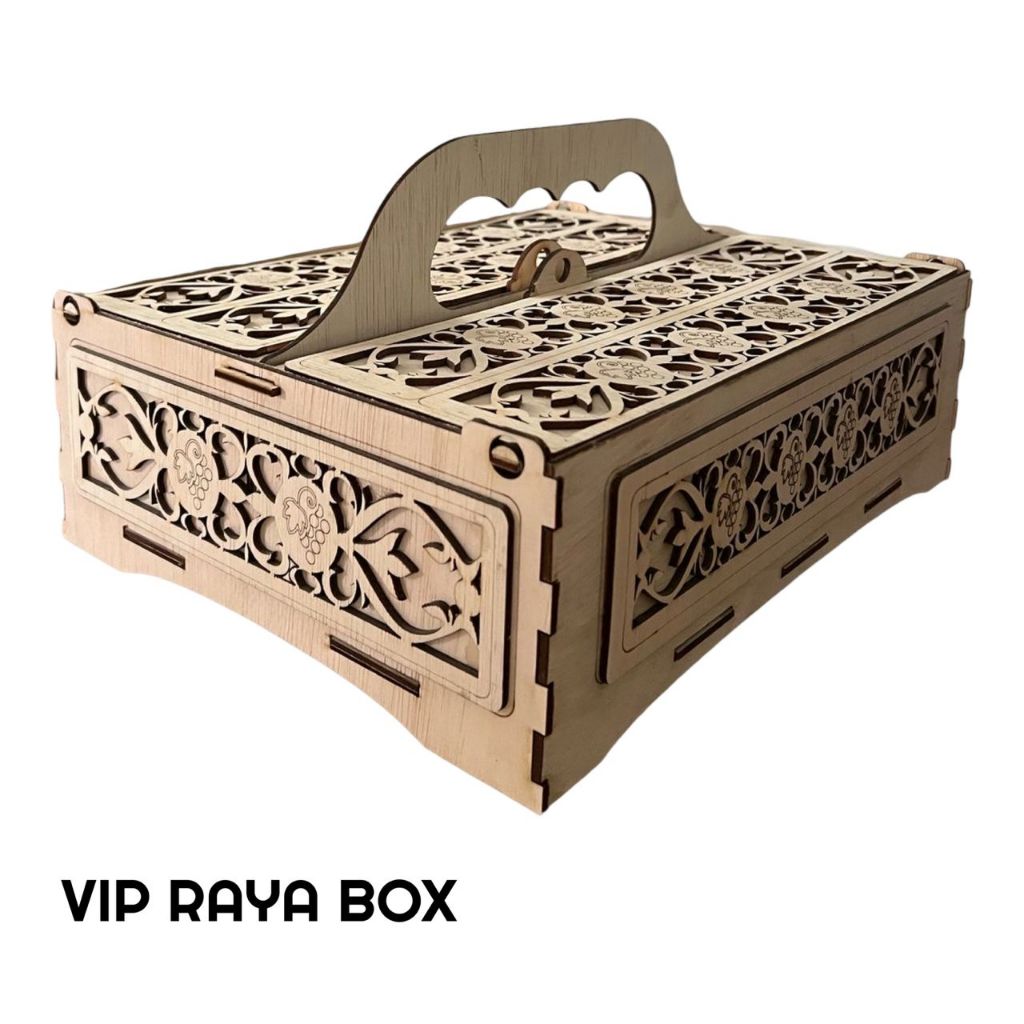 Kotak Kuih Raya Kayu กล่องไม้พรีเมี่ยม VIP Corporate Raya Hamper 23cm(W) x 32cm(L) x 6.5cm(H