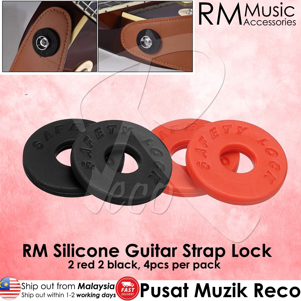 RM ยางนุ่มซิลิโคนกีตาร์ล็อคล็อคยางเบสเข็มขัดบล็อกชิ้นส่วนกีตาร์ Gitar Akustik Elektrik Gitar Bass