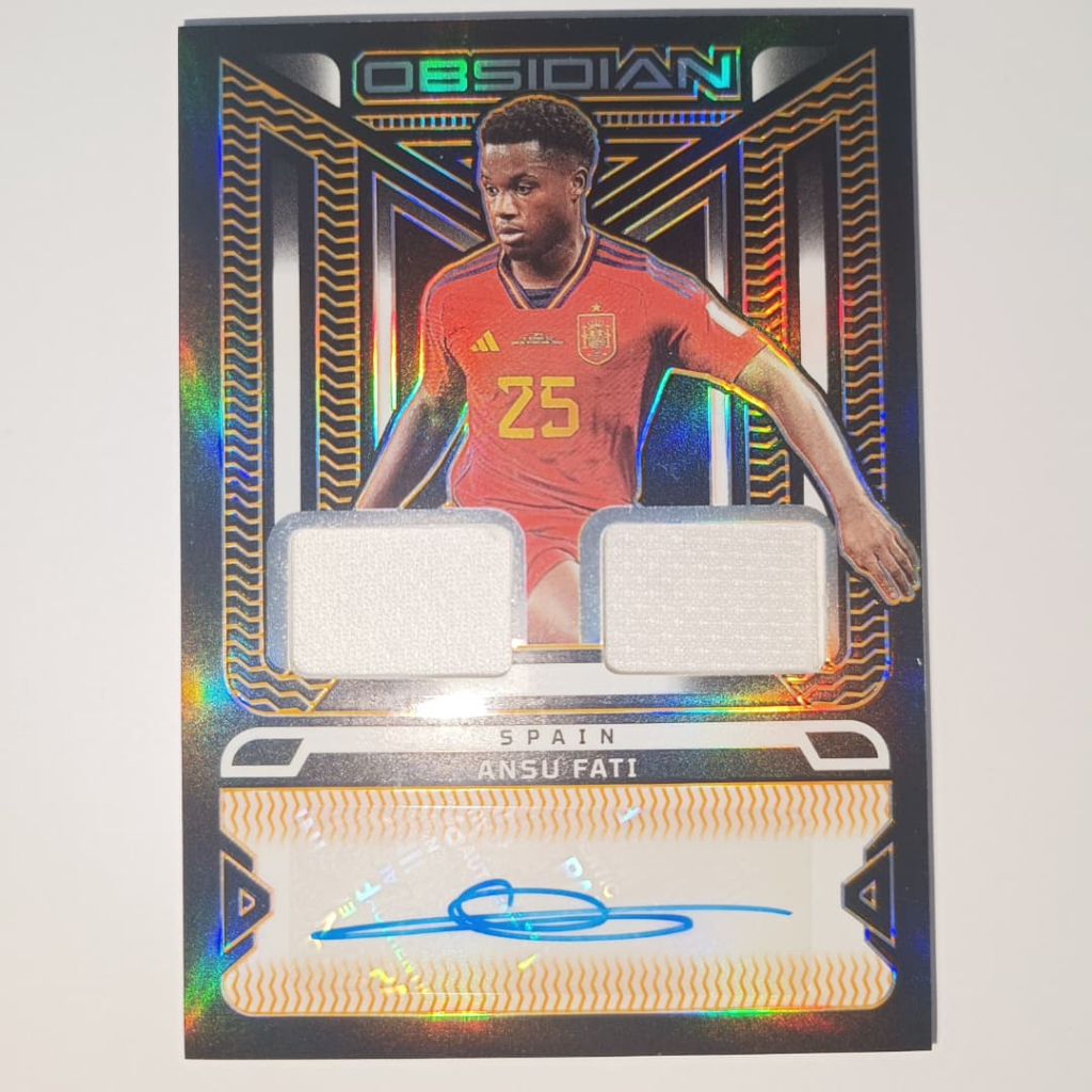 Ansu Fati 2022-23 Panini Obsidian Dual Jersey Ink Autograph Card /75