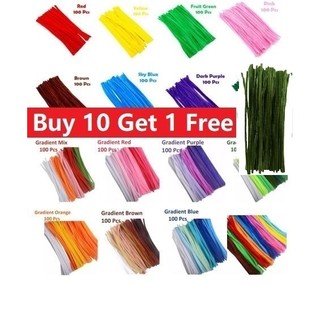 100 Pipe Cleaner Rod Diy Material For Art and Craft Batang Chenille Berwarna-warni Chenille Stems Colorful Sticks 100's
