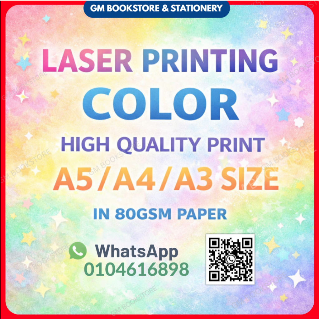 เลเซอร์พิมพ์สี / พิมพ์ SERVICE A3/A4 SIZE 80GSM/ PHOTOCOPY COLOR / PRINTING SERVICE A4