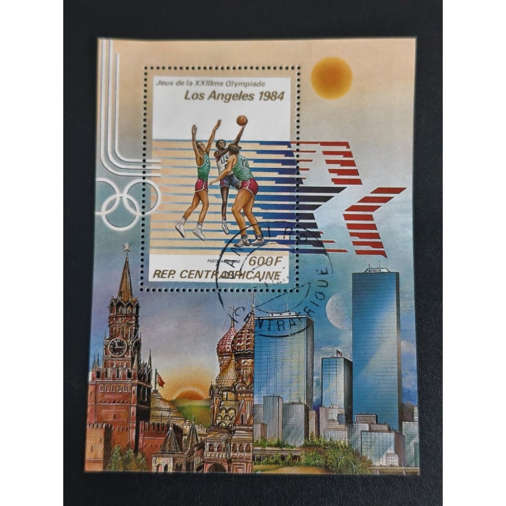BS08 Rep Central Africa 1984 แสตมป์เกม Los Angeles Olympic SS 1v ยกเลิก