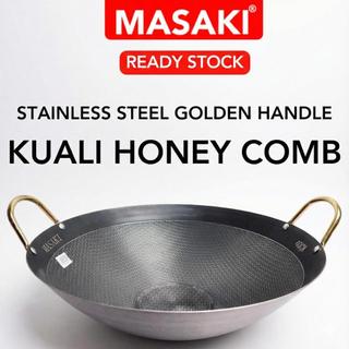 MASAKI Honeycomb Kuali Stainless Wok With Golden Handle