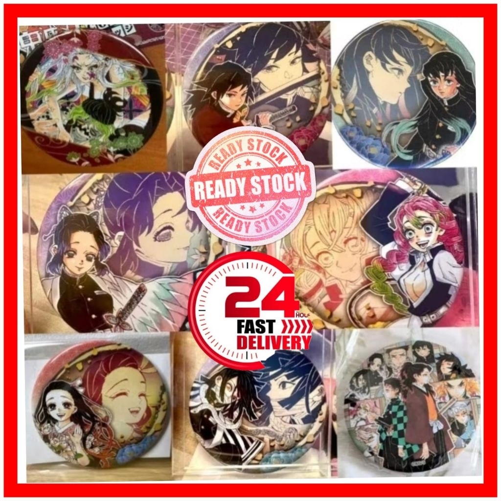 58 มม.Demon Slayer อะนิเมะ Lencana Butang Pin ปุ่ม Badge พร้อมเข็มกลัด Pin คลิปคอปก