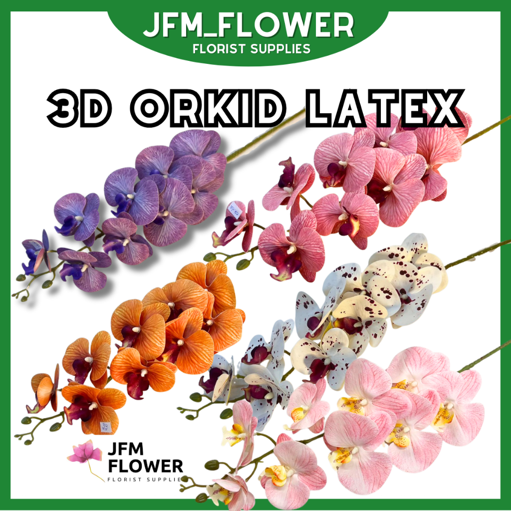 [RM6.50/PC] 1PC 9 Kuntum Orchid Latex 3D Premium Latex Orkid Latex Orkid ประดิษฐ์