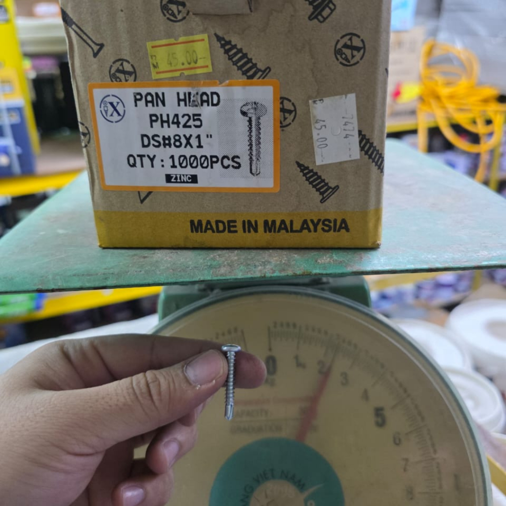 8 x 1" PH425 สกรูหัวกระทะสําหรับโลหะ SKRU EKOR UDANG KUNCI BESI CEILING ALUMINIUM