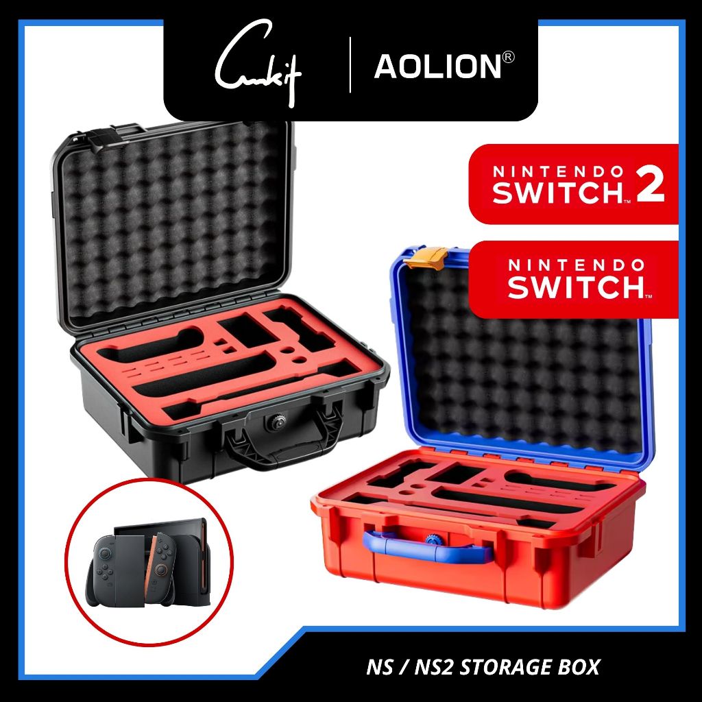 AOLION กล่องเก็บกันน้ํากันกระแทกป้องกัน Hard Case สําหรับ Nintendo Switch 2 / Switch OLED