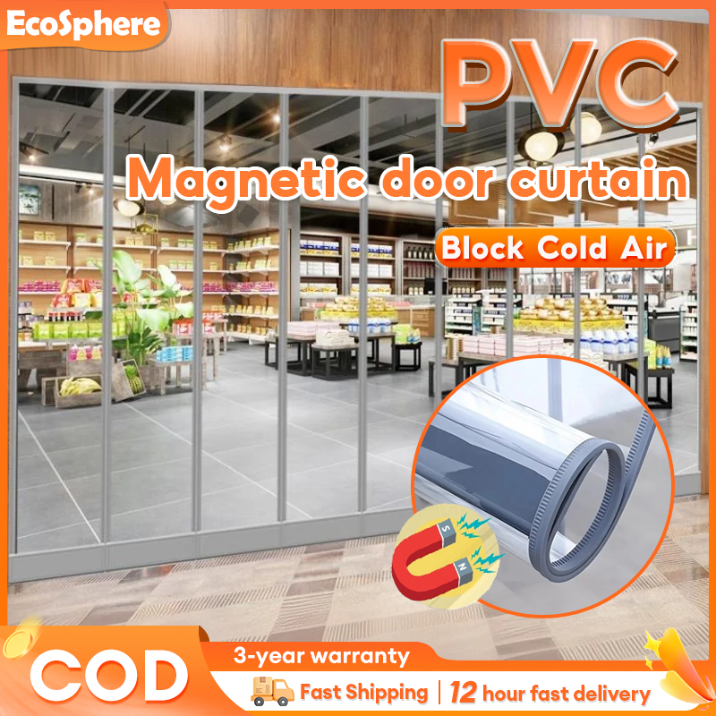 ม่านประตู PVC Aircond Curtain Magnetic Door Curtain Transparent Langsir Pintu กันลม
