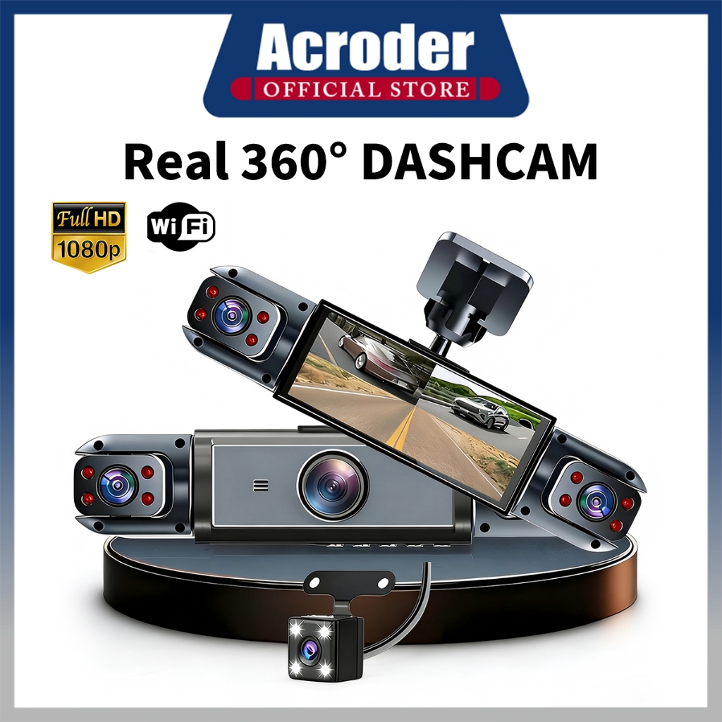 Acroder Y13 Dashcam รถ 4 ช่อง WiFi HD 1080P 3.83 นิ้วหน้าจอ IPS อินฟราเรด Night Vision