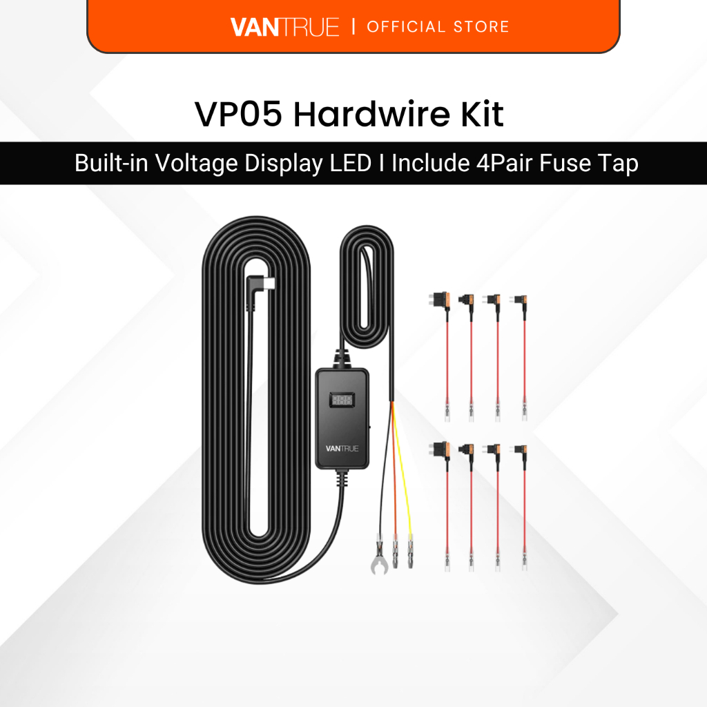 ชุดสายไฟ Vantrue พร้อมจอแสดงผลแรงดันไฟฟ้า LED [VP05]