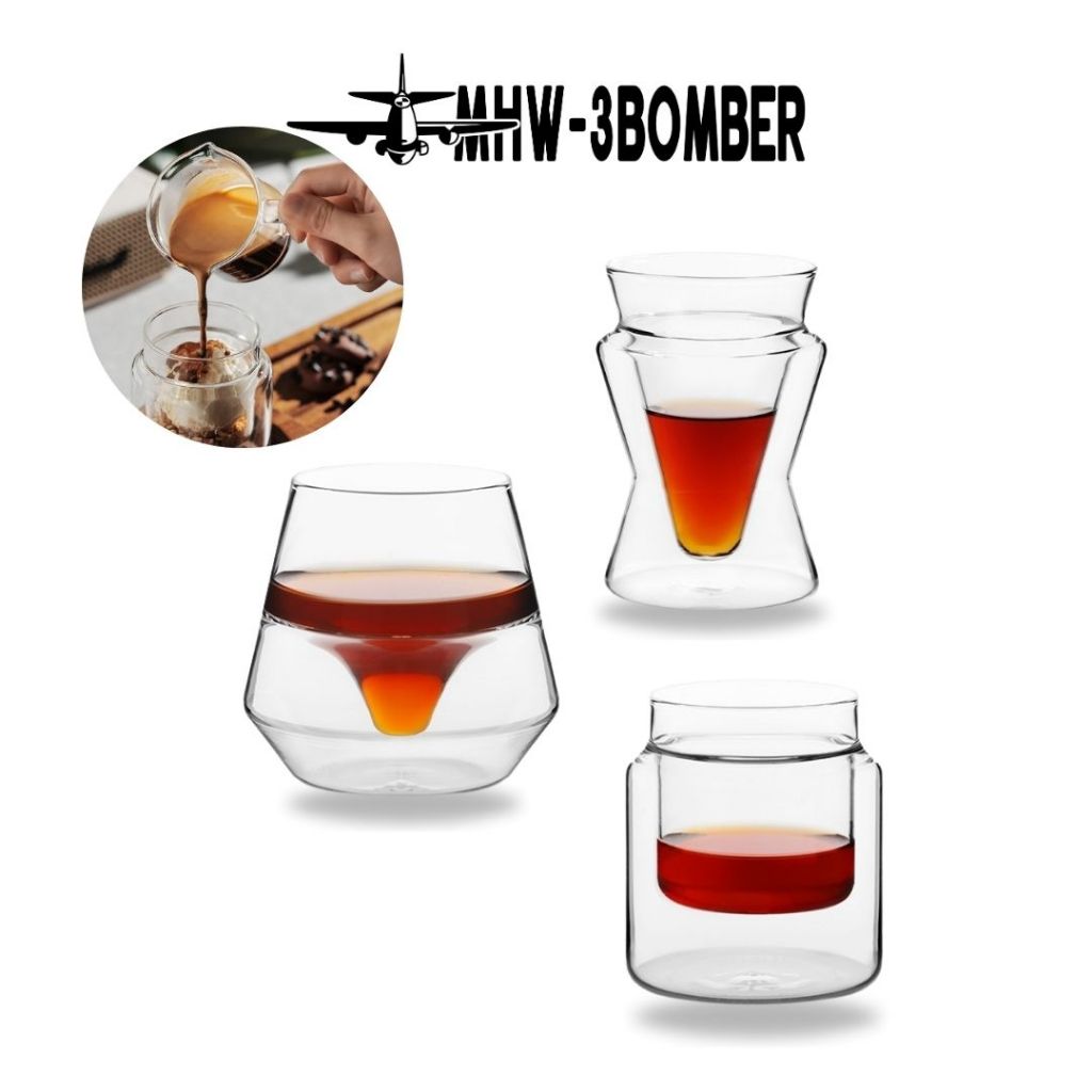MHW-3BOMBER DW Series Glass Cup 130ml - 150ml การออกแบบสองชั้นทนความร้อนสําหรับกาแฟและเอสเปรสโซ