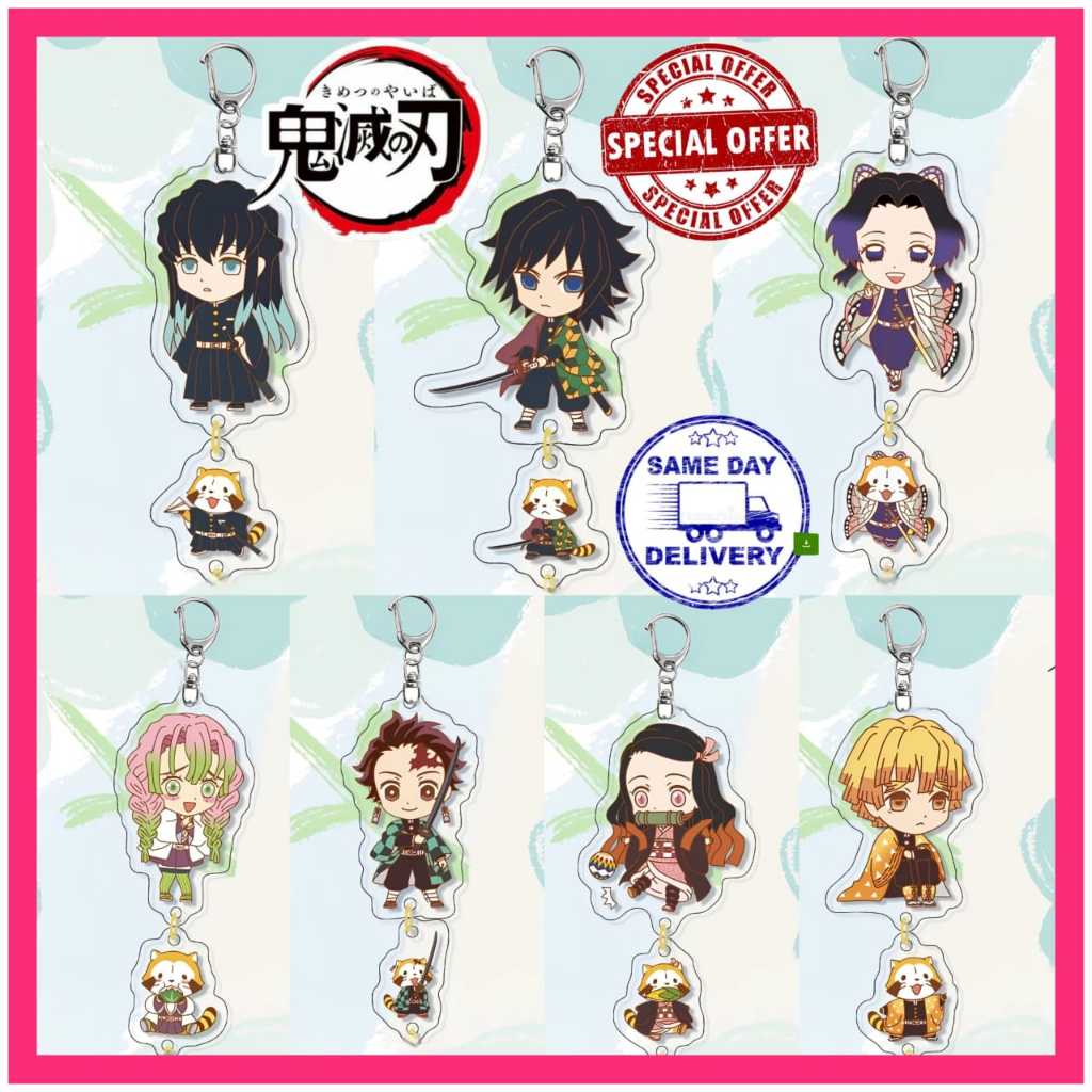 พวงกุญแจอะคริลิค Demon Slayer Chibi Tanuki Akrilik Gantung Kunci จี้ห้อยกระเป๋า