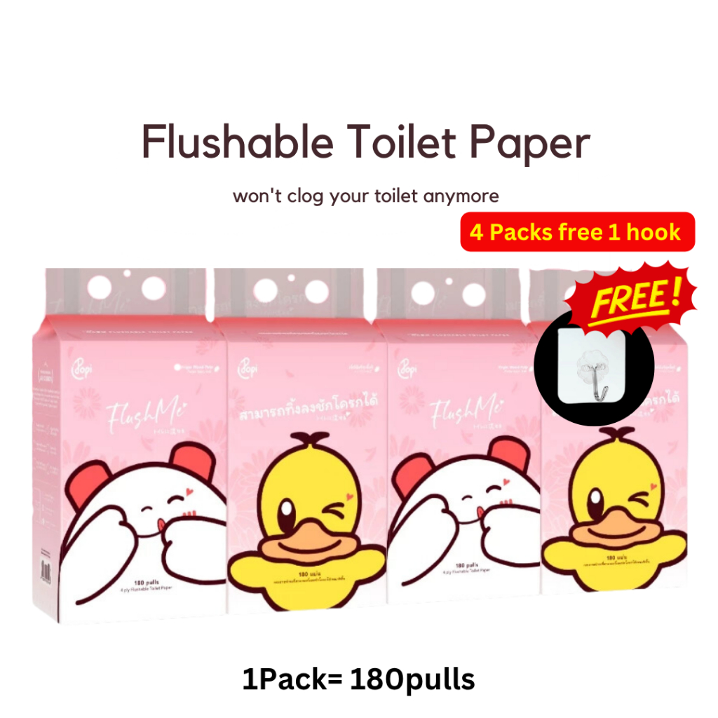 Popi Tisu Gantung Hong Naam 4 ชั้น Flushable Toilet Paper (1 แพ็ค/4 แพ็ค) 挂式纸 可冲 洗卫生