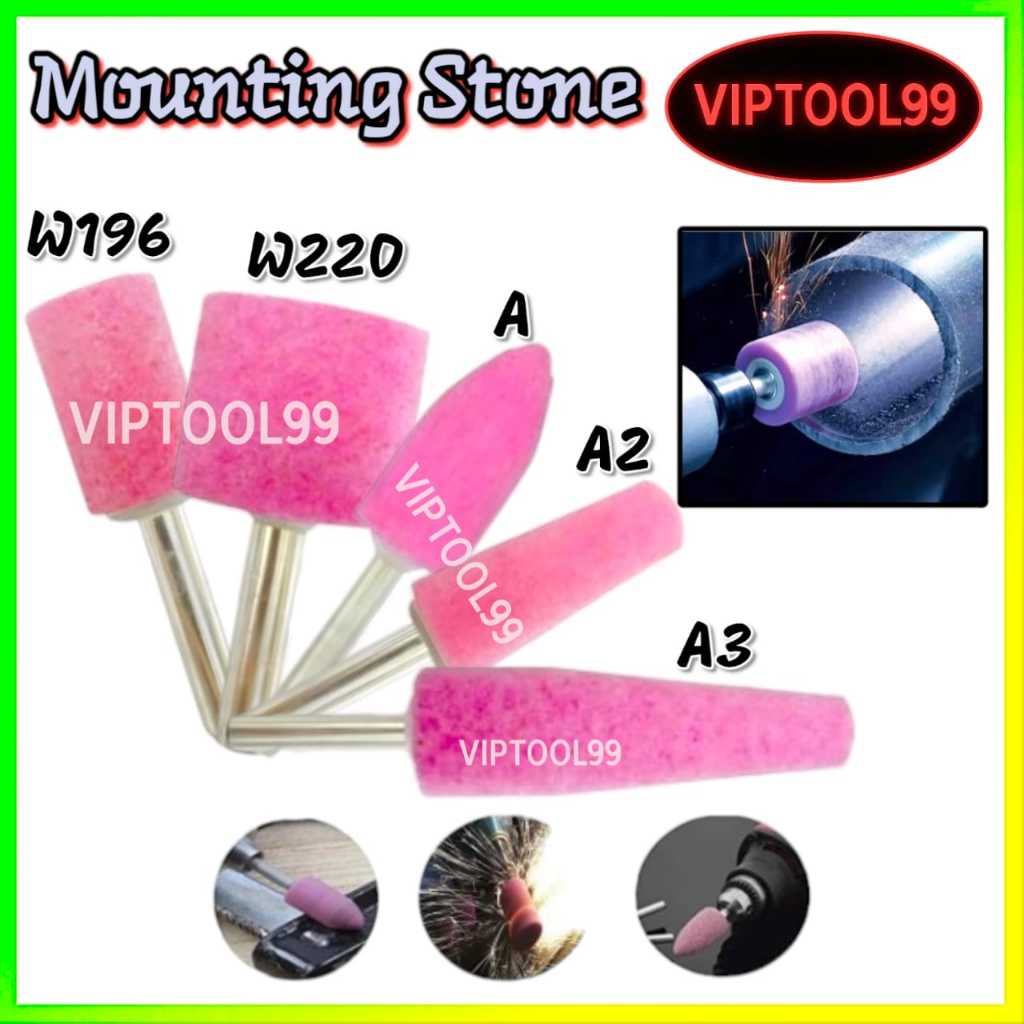 6mm MOUNTED POINT MOUNTED WHEEL GRINDING STONE W SHAPE STONE BURR MATA BATU POLISH 65-MWA01- 65-MWKA