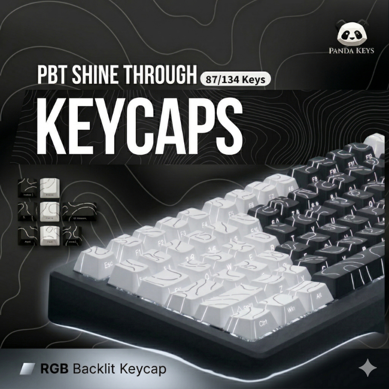 PBT Shine Through Keycaps Contour Profile RGB Backlit Keycap ชุดสําหรับคีย์บอร์ดแบบกลไก (87/104++ คีย์) ชุดเต็ม高线