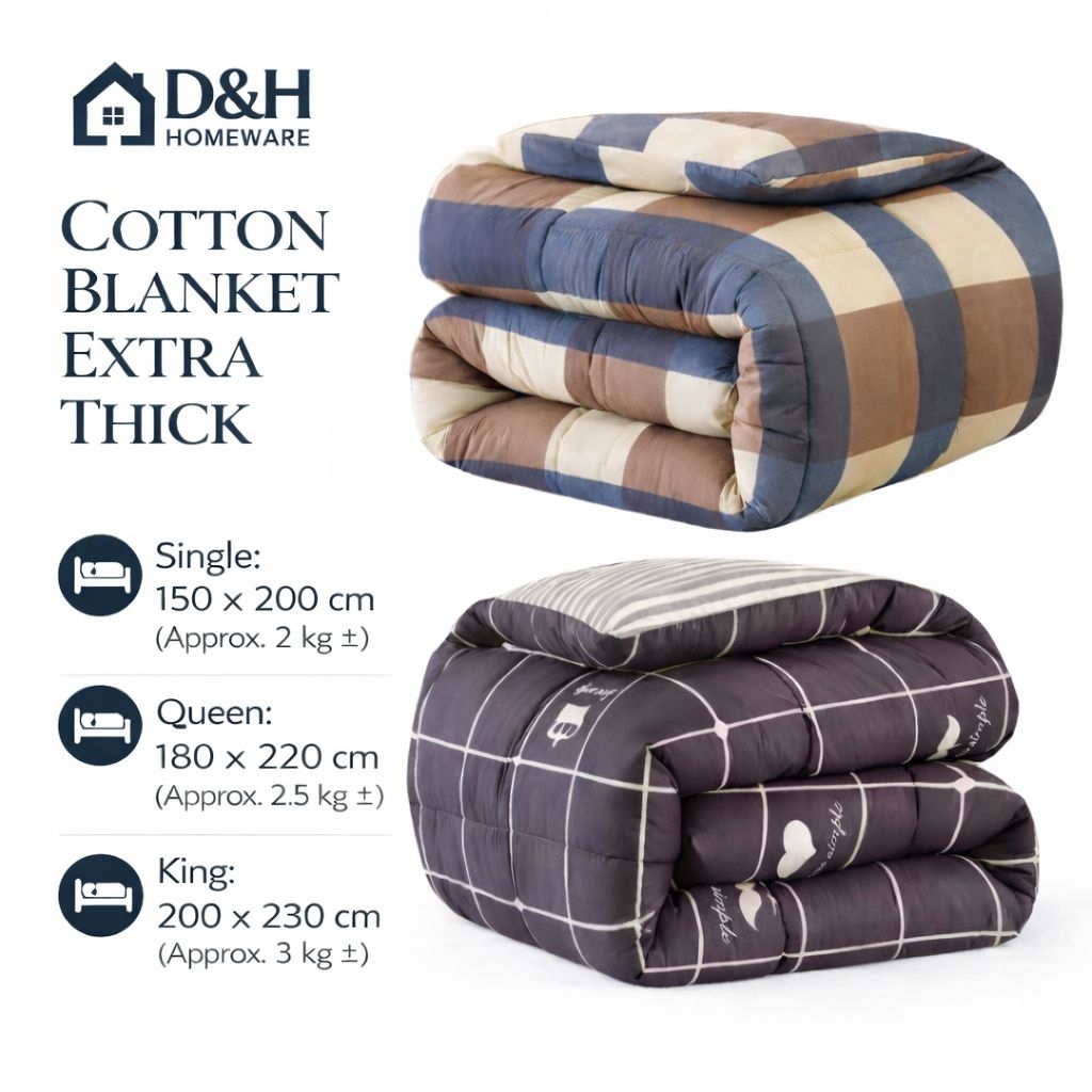 COTTON BLANKET EXTRA THICK SINGLE/DOUBLE