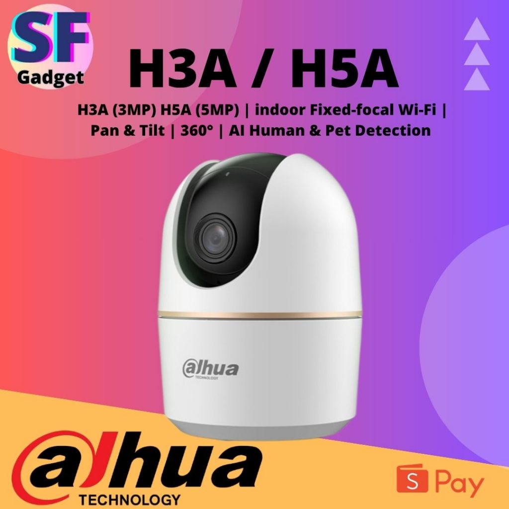 Dahua H3A / H5A H3A (3MP) H5A (5MP) Wi-Fi โฟกัสคงที่ในร่ม Pan & Tilt 360 AI Human & Pet Detection