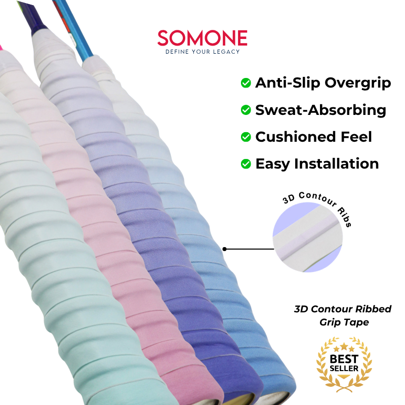 Grip Raket Badminton Anti Slip Serap Peluh 3D Cushion Racket Overgrip Tape Badminton Grip Tape