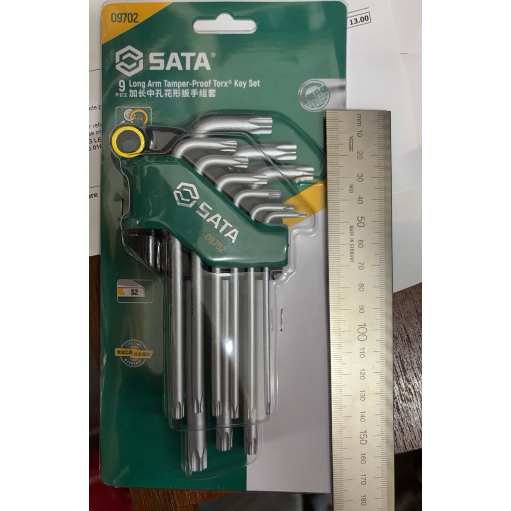 SATA 092702 9 ชิ้น Torx Hex ชุดกุญแจ Torx Key Star Key Hex Key Sata เครื่องมือชุดเครื่องมือ