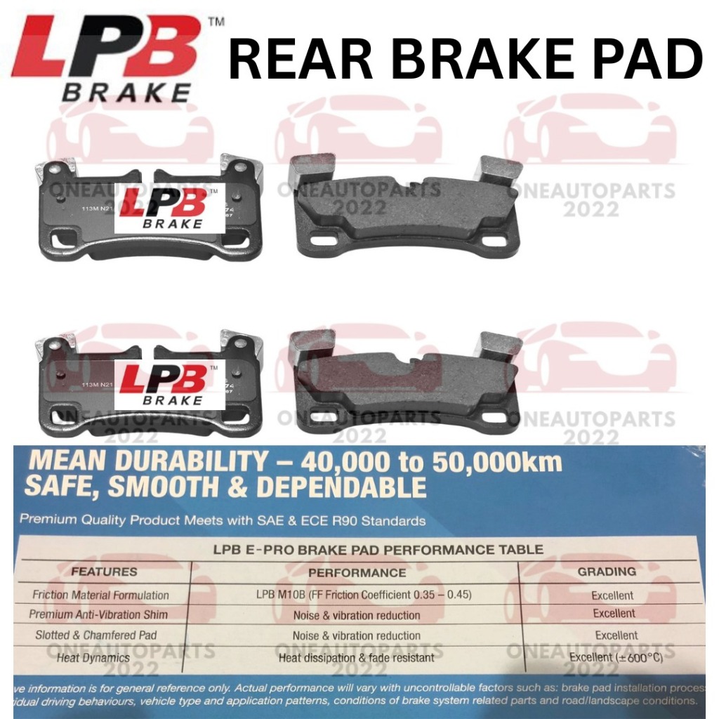 LPB E-PRO SEMI METALLIC REAR BRAKE PAD AUDI Q7 3.0TDI 3.0 TFSI 4.2 PORSCHE (92A) TURBO S 4.8