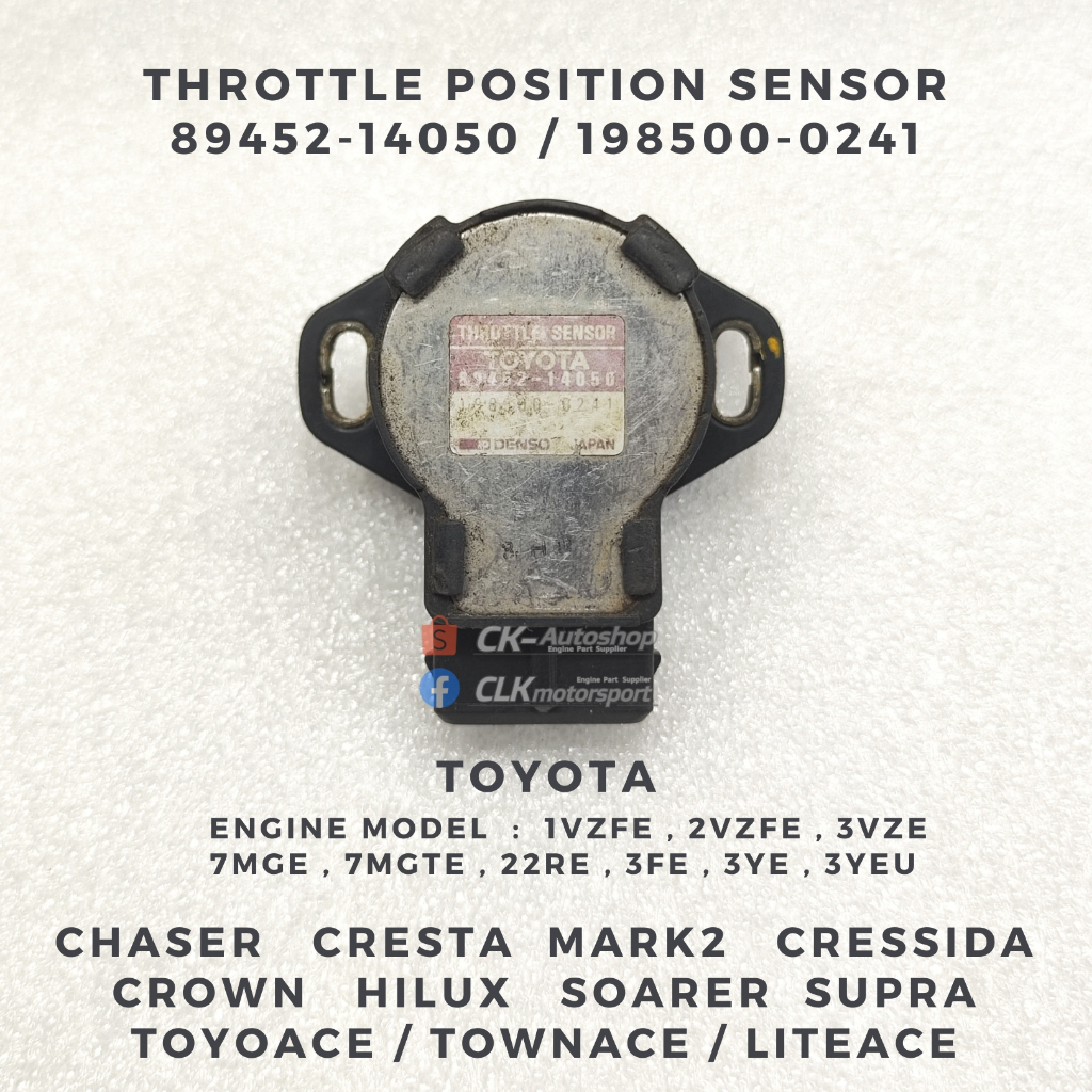 89452-1450 / 198500-0241 เซ็นเซอร์ TPS - Toyota 1VZFE 2VZFE 3VZ 7MGE 7MGTE 22RE 3F 3Y 3YEU Chaser Cr