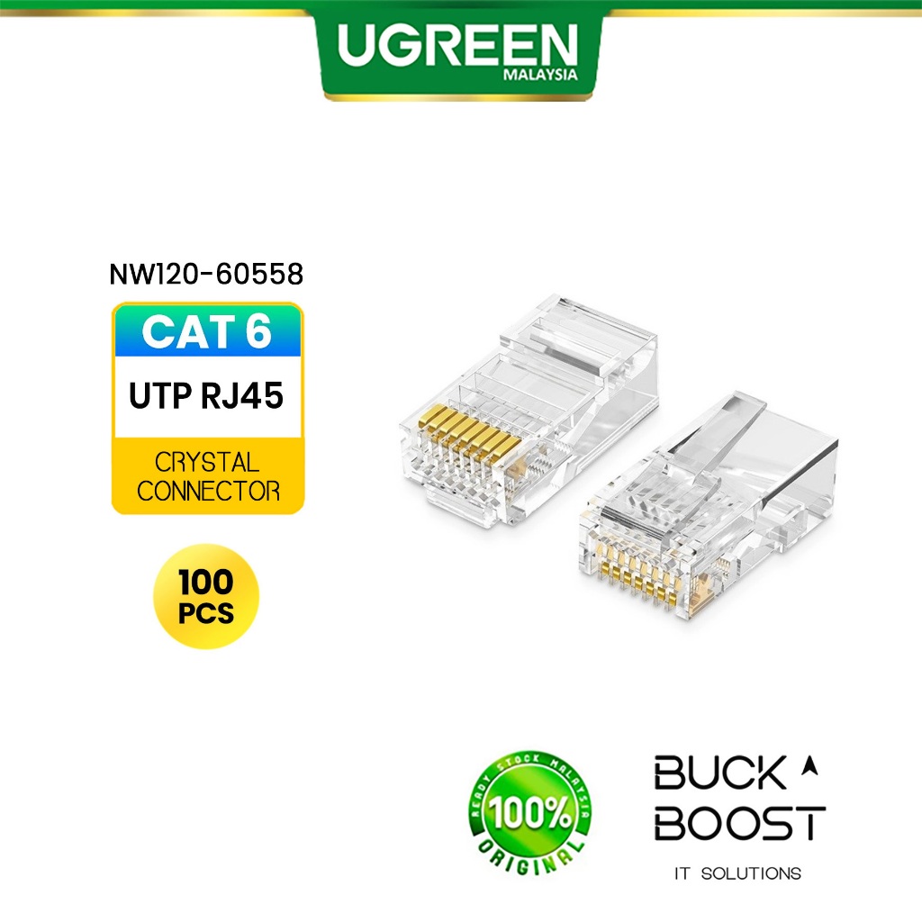 UGREEN (NW120) CAT 6 UTP RJ45 CONNECTOR (100 ชิ้น)