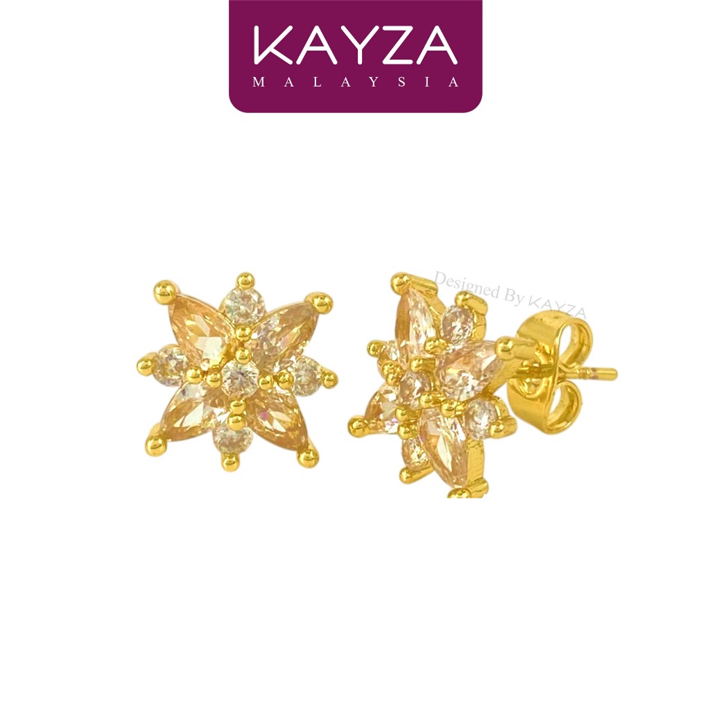 ZE604 KAYZA Biss ต่างหูเกล็ดหิมะออกแบบด้วยมือใน Gold-Reka Bentuk anting-anting