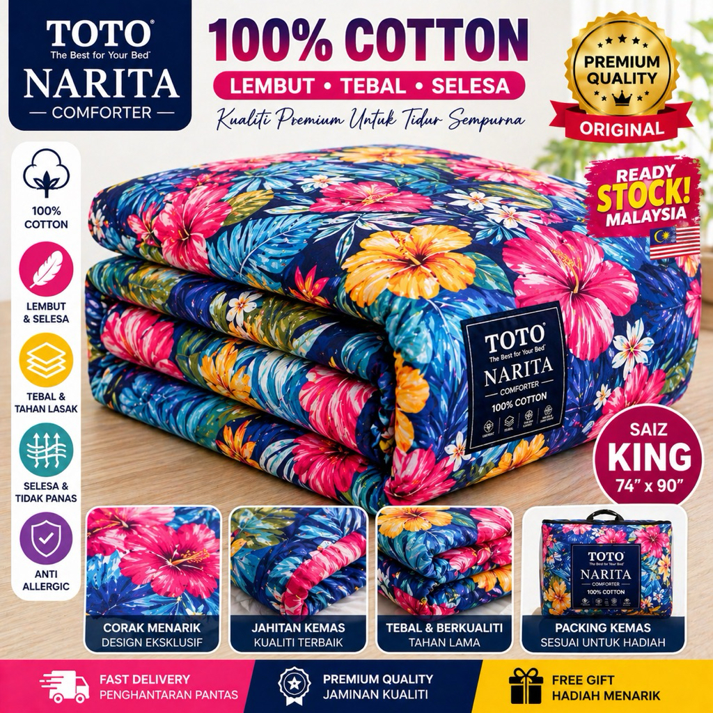 NARITA TOTO / Toto Narita kain Mattress Cotton Tebal & Lembut Size king 74x90 / soft Empuk Anti Lunt