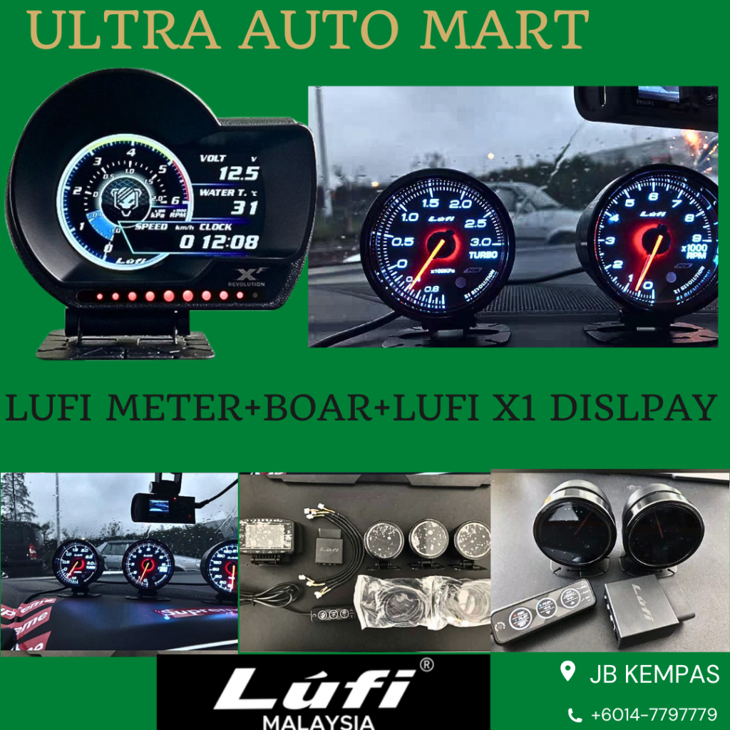 LUFI XF OBD2 Meter Revolution Digital Multi Gauge VOLT RPM VACCUM TURBO OIL PRESS WATER TEMP LINK